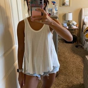 Cream/White waffle knit tank